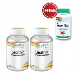SOLARAY LECITHIN (OIL FREE) EXTRA 20% TWINPACK (PL SPECIAL : FREE ROSE HIP 100C)